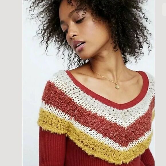 FREE PEOPLE FAYE’S SWIT RIBBED KNIT CUFF SWEATER - Picture 2 of 3